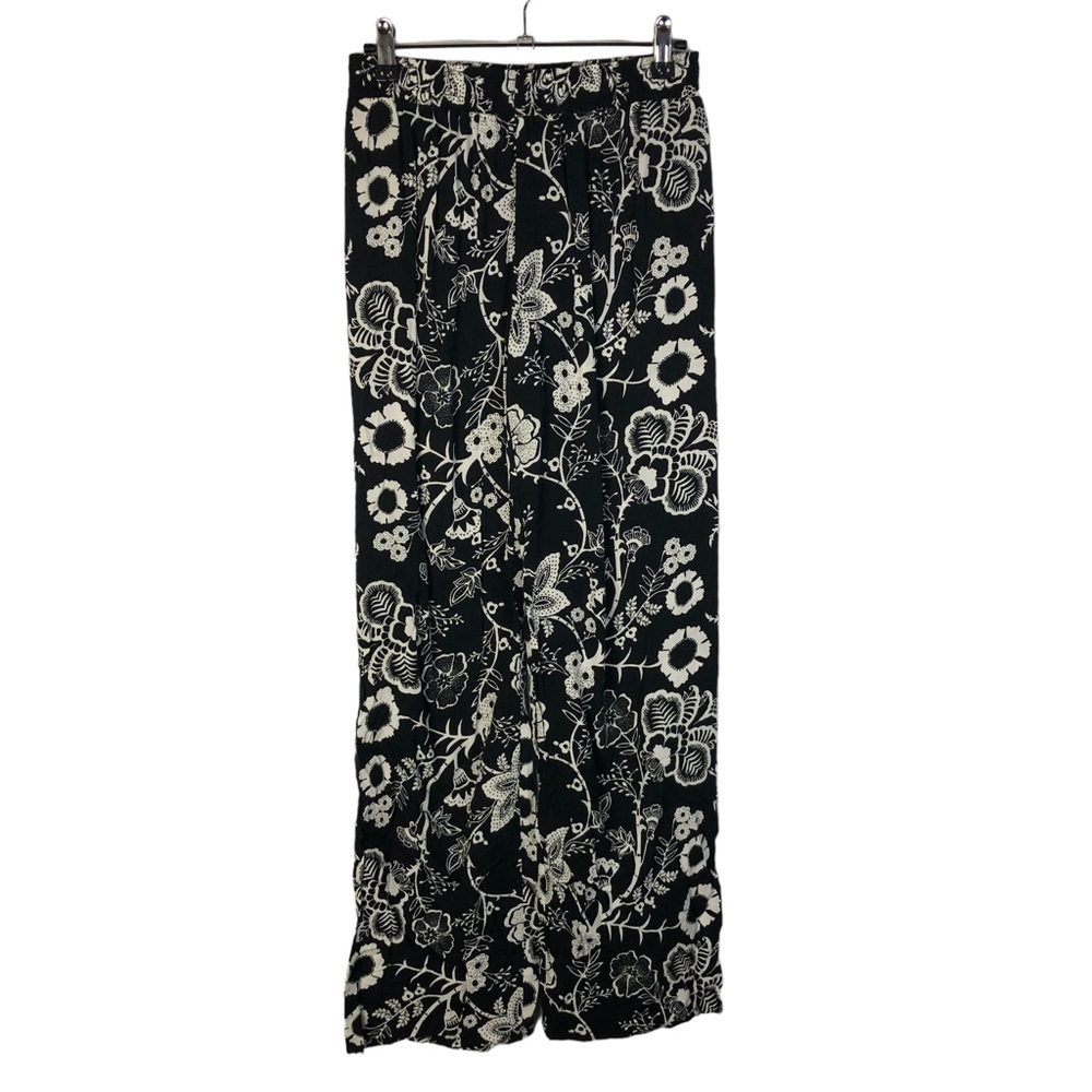 Body Central Black & White Floral High‎ Rise Pull On Pants M